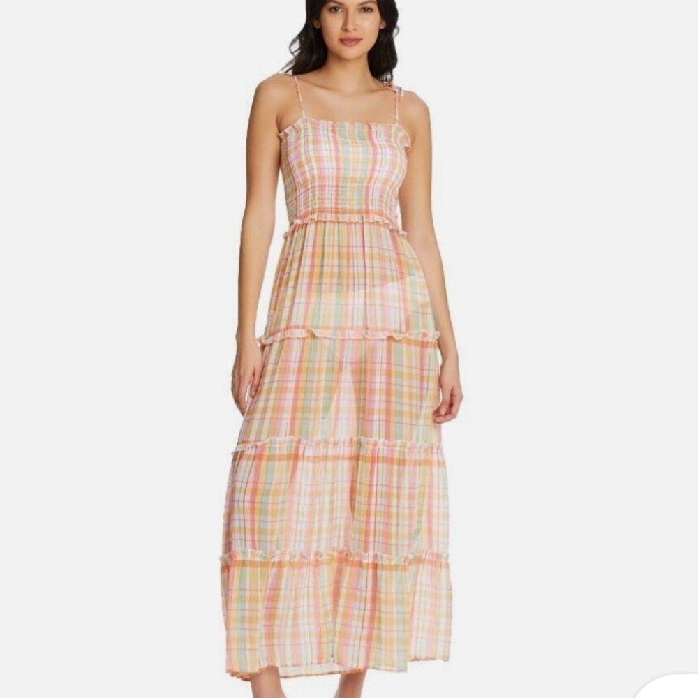 Bleu Rod Beattie Hip To Be Square Smocked 4 Tier Cover Up Sheer Dress Small